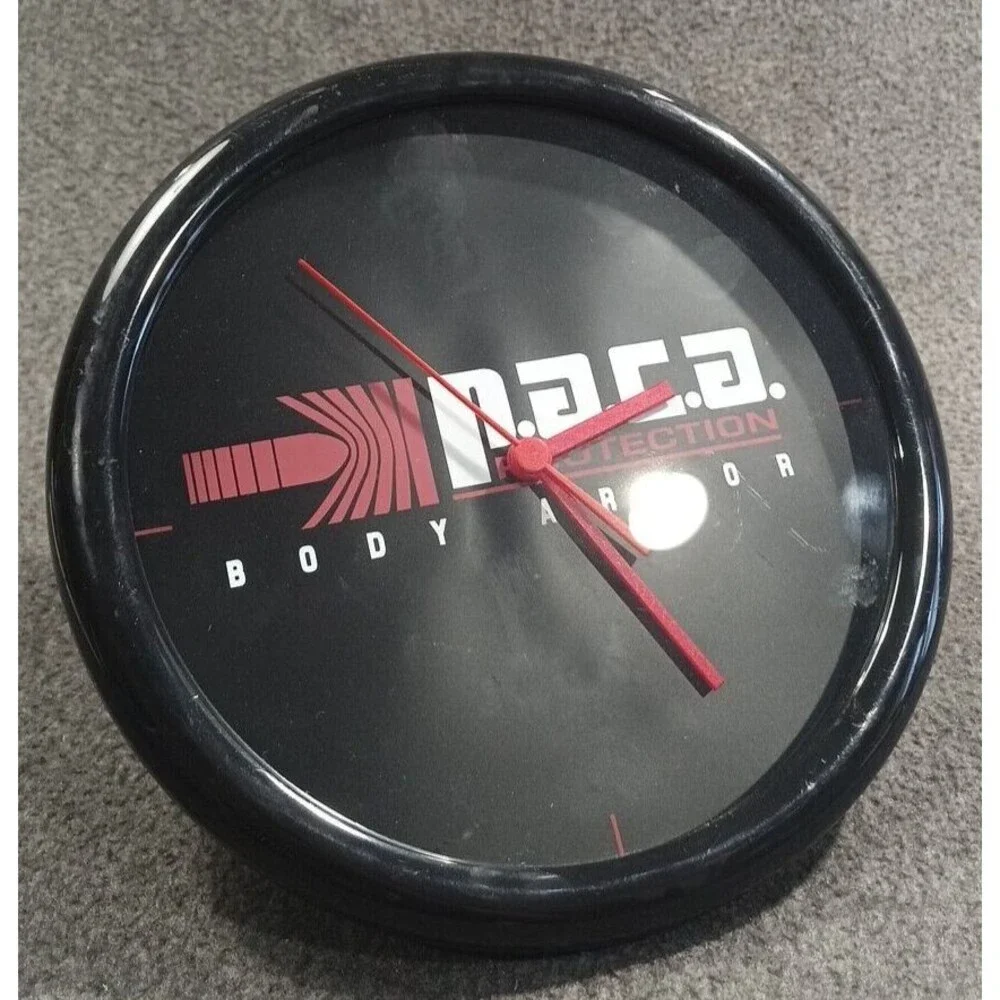 P.A.C.A Protection Body Armor Wall Clock Black Wall Mountable